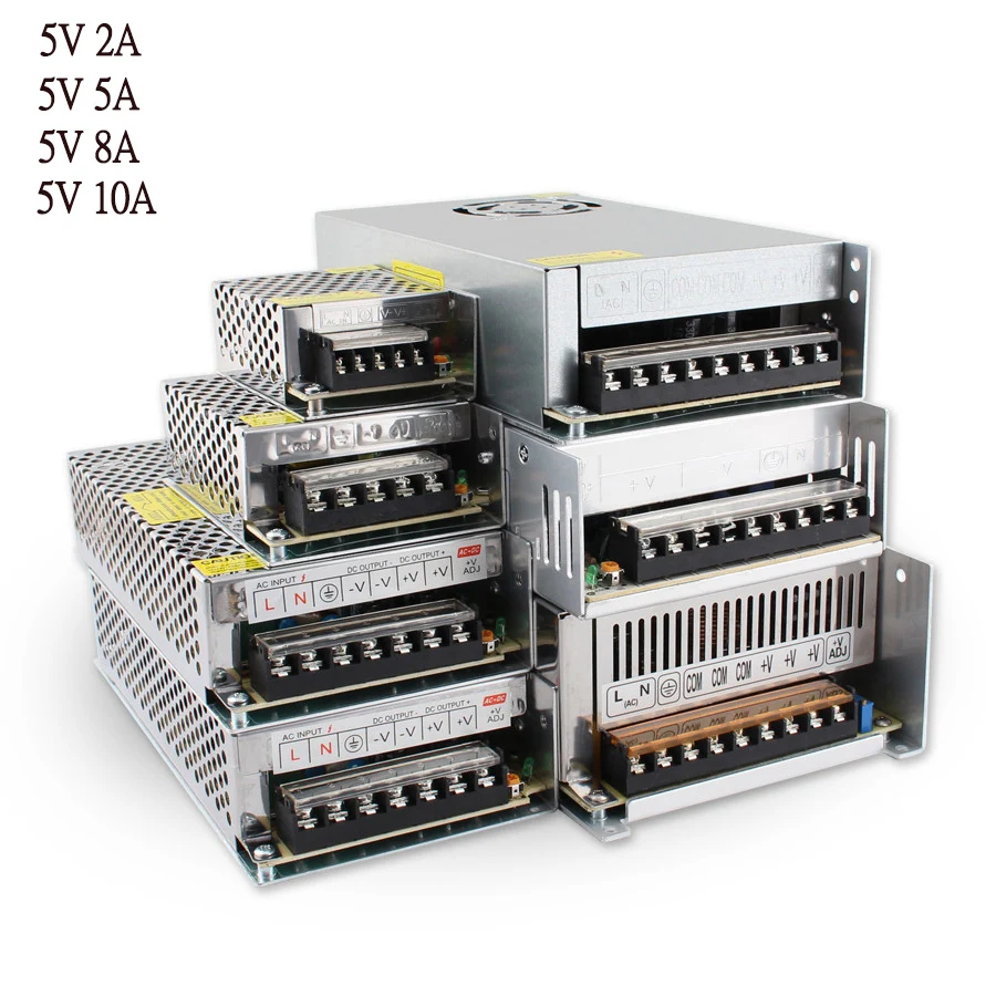 LED Power Source 5Volt 2A 5A 8A 10A SMPS Switching Power Supply Converter AC/DC 220V TO 5V LED High Voltage Lighting Transformer
LED Power Source 5Volt 2A 5A 8A 10A SMPS Switching Power Supply Converter AC/DC 220V TO 5V LED High Voltage Lighting Transformer