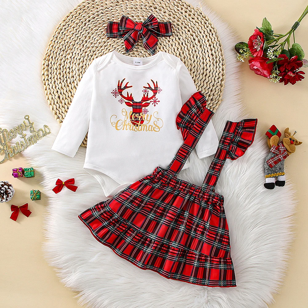 LAPA My First Christmas Dress Baby Girl Clothes Ruffle Romper+Plaid Suspender Skirts 2023 New Year Costume Baby Christmas Outfit
LAPA My First Christmas Dress Baby Girl Clothes Ruffle Romper+Plaid Suspender Skirts 2023 New Year Costume Baby Christmas Outfit