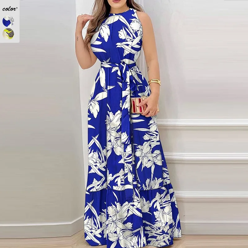 2023 Spring and Summer New Women's Sleeveless Long Dresses, Casual Resort Style Hanging Neck Print Ruffle Dress for Women
2023 Spring and Summer New Women's Sleeveless Long Dresses, Casual Resort Style Hanging Neck Print Ruffle Dress for Women