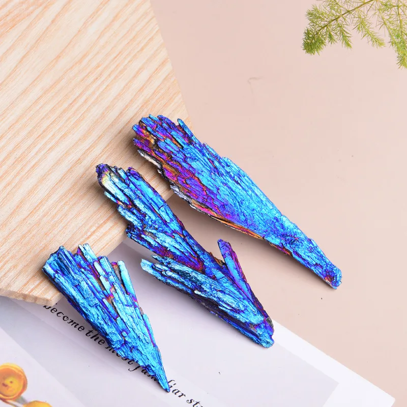 

Natural Black Tourmaline Electroplate Peacock Feather Stone Crystal Energy Mineral Reiki Healing DIY Jewelry Making Home Decor