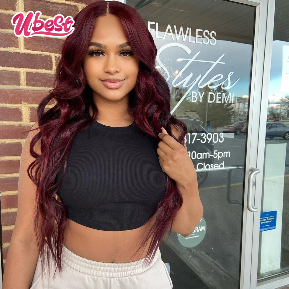Dark Burgundy 99J Color Body Wave 13x4 Lace Frontal Wig Pre-Plucked HD Transparent Lace Front Human Hair Wigs For Women Remy
Dark Burgundy 99J Color Body Wave 13x4 Lace Frontal Wig Pre-Plucked HD Transparent Lace Front Human Hair Wigs For Women Remy