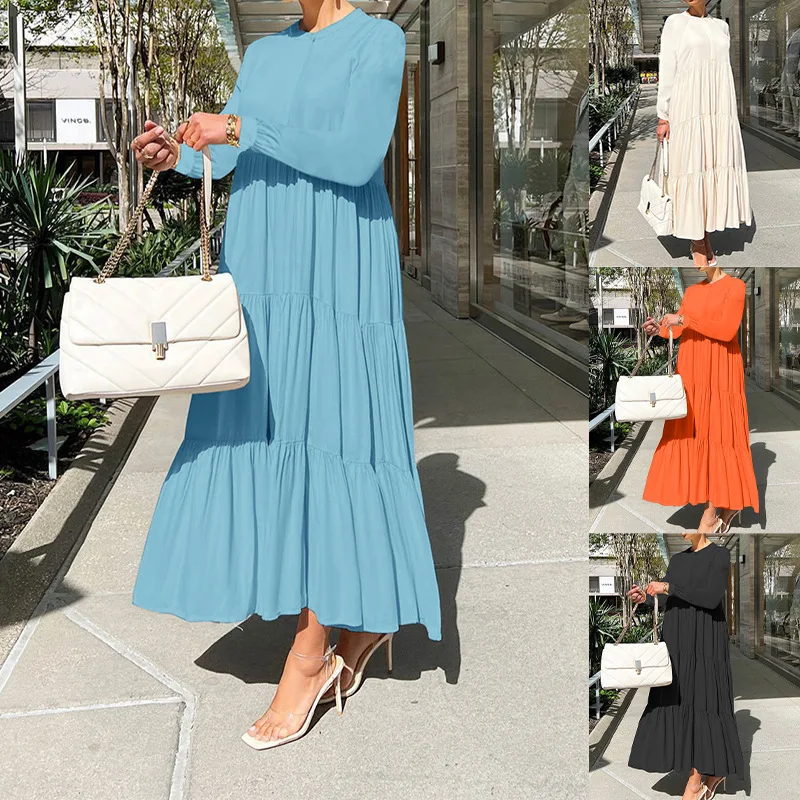 Women's dress, spring and summer 2023, new fashion, simple, loose, round neck, ruffle, micro pleated dress
Women's dress, spring and summer 2023, new fashion, simple, loose, round neck, ruffle, micro pleated dress