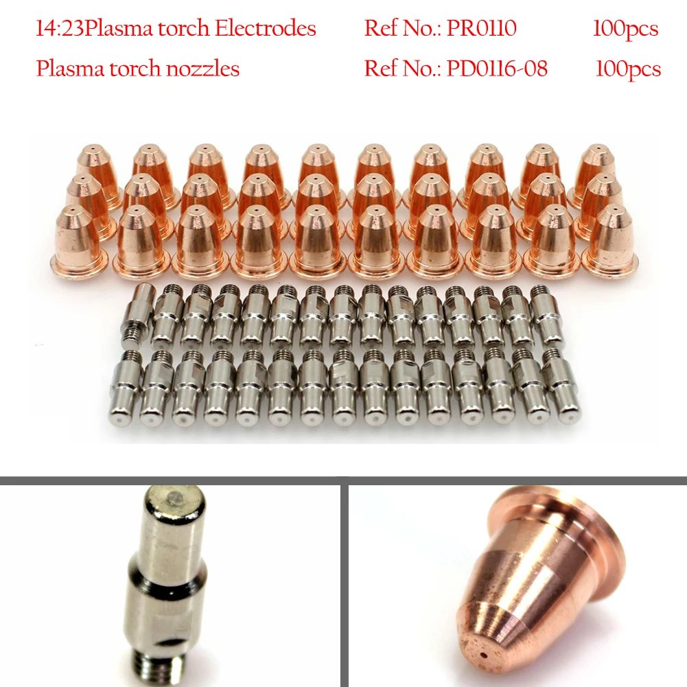 200pcs S25 S45 Plamsa Cutter Torch Electrodes PR0110 + Nozzle Tips PD0116-08 Plasma Cutting Torch Nozzle Welding Tools
200pcs S25 S45 Plamsa Cutter Torch Electrodes PR0110 + Nozzle Tips PD0116-08 Plasma Cutting Torch Nozzle Welding Tools