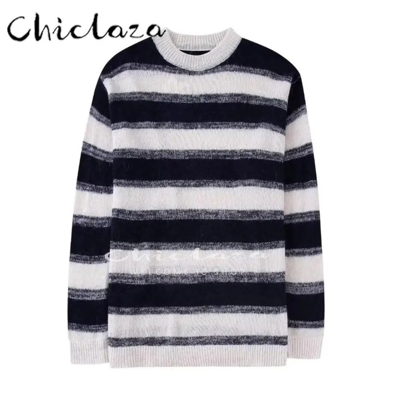 CHICLAZA 2022 Women Autumn Fashion Striped Knitted Pullover Sweater Ladies Winter Casual Loose O-Neck Wild Tops Female
CHICLAZA 2022 Women Autumn Fashion Striped Knitted Pullover Sweater Ladies Winter Casual Loose O-Neck Wild Tops Female