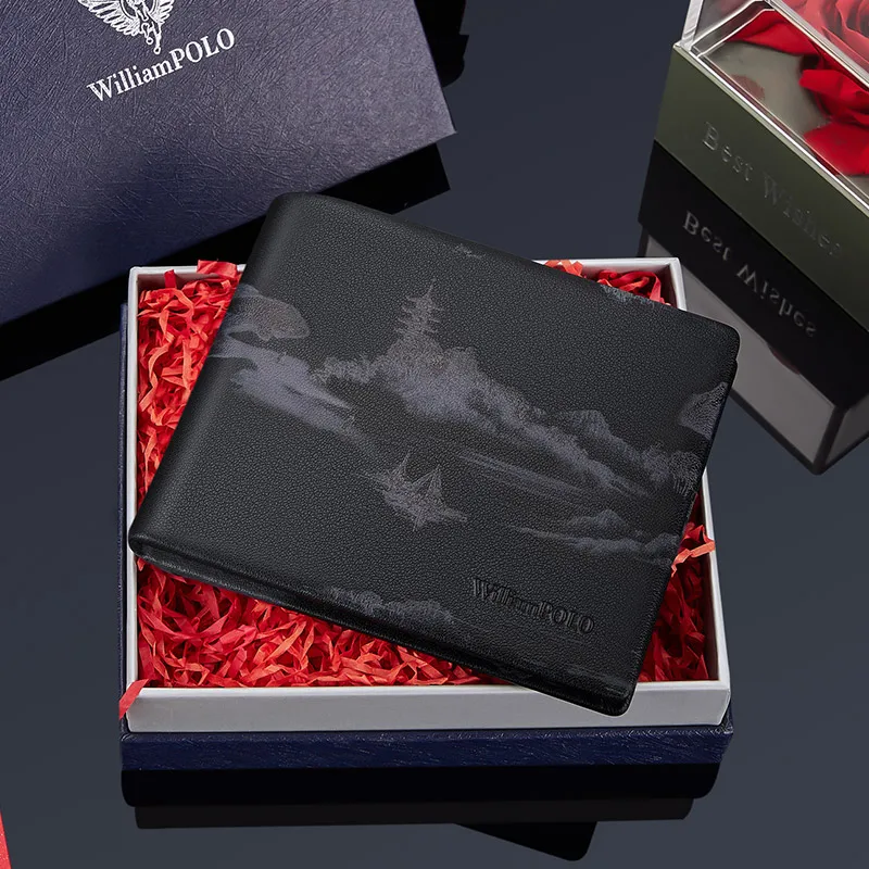 Genuine Leather Men's wallet Chinese ink style fashion card holder personality card bag
Genuine Leather Men's wallet Chinese ink style fashion card holder personality card bag