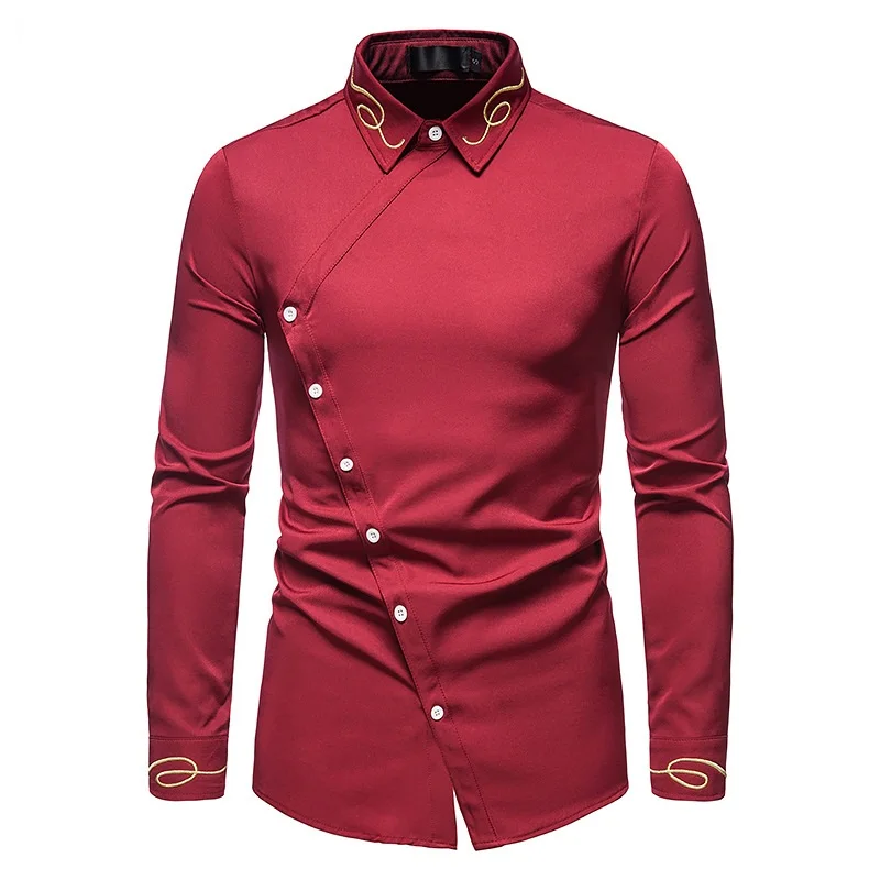 2003 Men's Spring and Autumn New Trend Asymmetric Shirt Thin Solid Polo Collar Long Sleeve Top Fashion Casual Western Shirt
2003 Men's Spring and Autumn New Trend Asymmetric Shirt Thin Solid Polo Collar Long Sleeve Top Fashion Casual Western Shirt