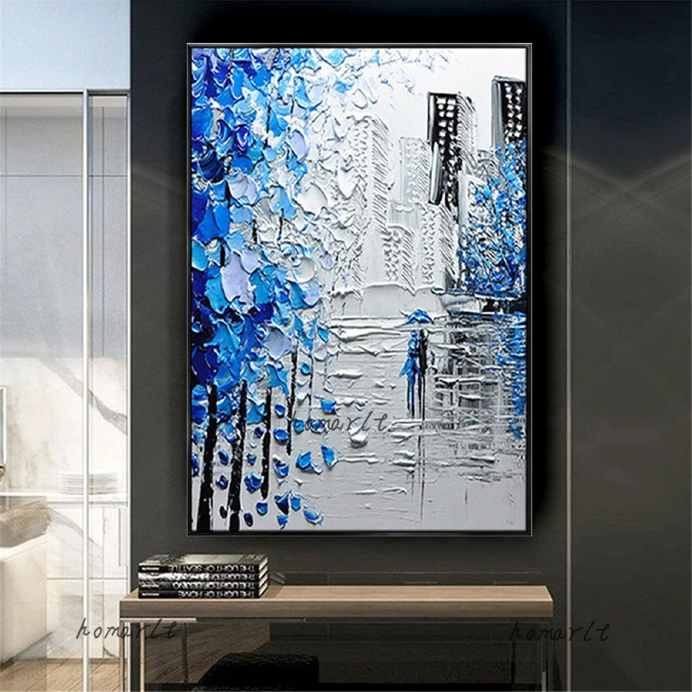 Hand Painted Thick Textured Tree Canvas City Wall Art Blue Oil Painting On Canvas Home Decoration Unique Gift Artwork No Frame
Hand Painted Thick Textured Tree Canvas City Wall Art Blue Oil Painting On Canvas Home Decoration Unique Gift Artwork No Frame