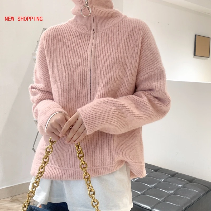 Solid Color korean Sweater 2022 new Women cihc Zipper Turtleneck Warm Sweaters za Winter Simple Fashion Loose Knitted Pullovers
Solid Color korean Sweater 2022 new Women cihc Zipper Turtleneck Warm Sweaters za Winter Simple Fashion Loose Knitted Pullovers
