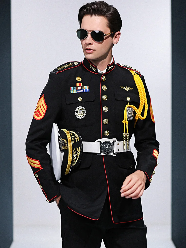 Navy Officer Costume Captain Uniform Seaman Sailor Jacket Mariner Black Stand-up Collar Security Guard Concierge Work Clothes
Navy Officer Costume Captain Uniform Seaman Sailor Jacket Mariner Black Stand-up Collar Security Guard Concierge Work Clothes