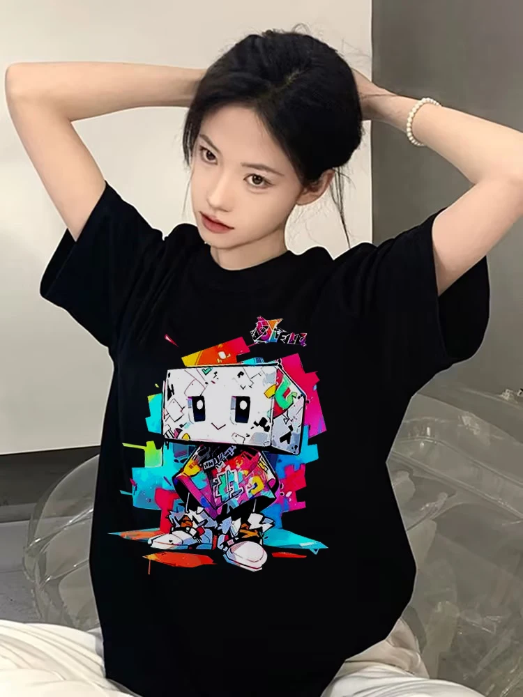 2023 Summer New Simple High-quality Short-sleeved Women's Pattern T-shirt Round Neck Women's Loose Cute Robot Print Slim Fashion
2023 Summer New Simple High-quality Short-sleeved Women's Pattern T-shirt Round Neck Women's Loose Cute Robot Print Slim Fashion