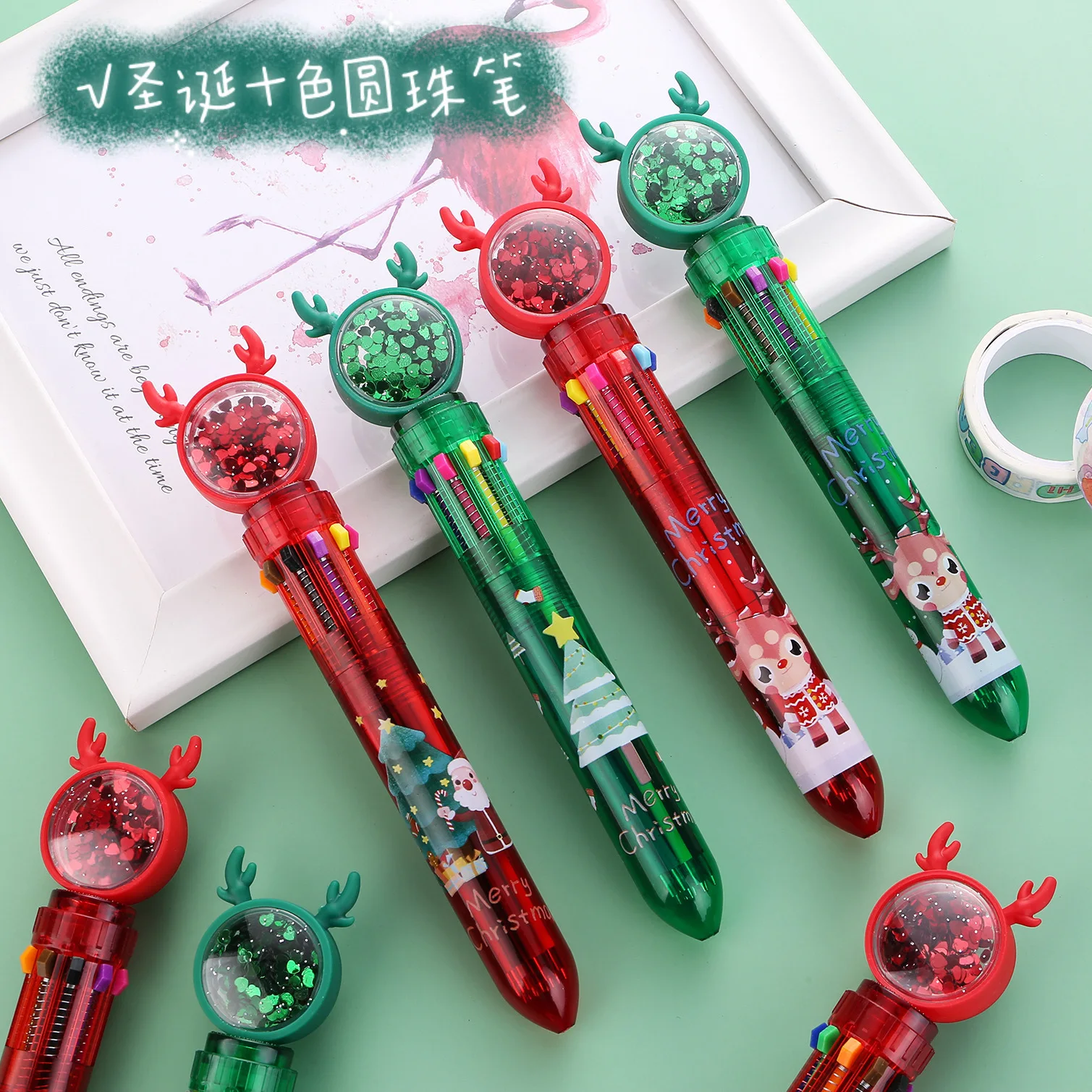 2022 New Cartoon Christmas Ten Color Ballpoint Pen Creative Sequins By Hand Account Color Oil Pen Students Christmas Stationery
2022 New Cartoon Christmas Ten Color Ballpoint Pen Creative Sequins By Hand Account Color Oil Pen Students Christmas Stationery