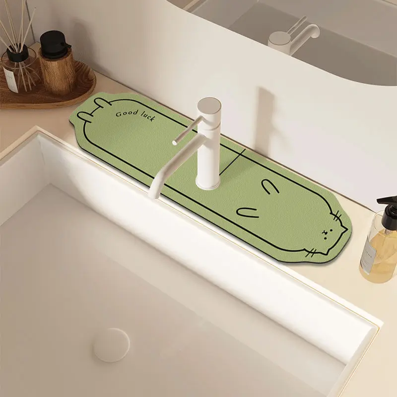 

Diatom Mud Absorbent Mat Faucet Sink Kitchen Drain Mat Narrow Edge Bathroom Wash Table Anti-splash Mat Countertop