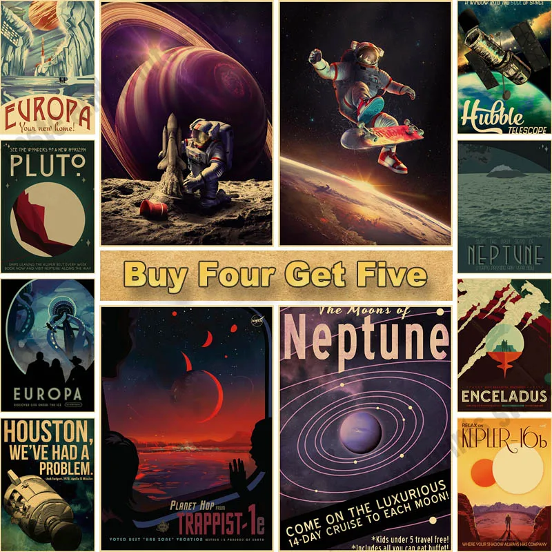 Vintage Abstract Outer Space Poster Retro Kraft Paper Astronaut Painting Wall Stickers Home Decor Living Room Decoration Gift
Vintage Abstract Outer Space Poster Retro Kraft Paper Astronaut Painting Wall Stickers Home Decor Living Room Decoration Gift