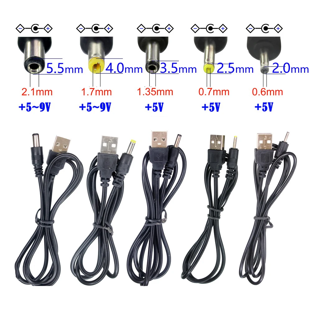 USB-порт для 2,0*0,6 мм 2,5*0,7 мм 3,5*1,35 мм 4,0*1,7 мм 5,5*2,1 мм 5 В DC Цилиндрический разъем кабель питания
USB-порт для 2,0*0,6 мм 2,5*0,7 мм 3,5*1,35 мм 4,0*1,7 мм 5,5*2,1 мм 5 В DC Цилиндрический разъем кабель питания