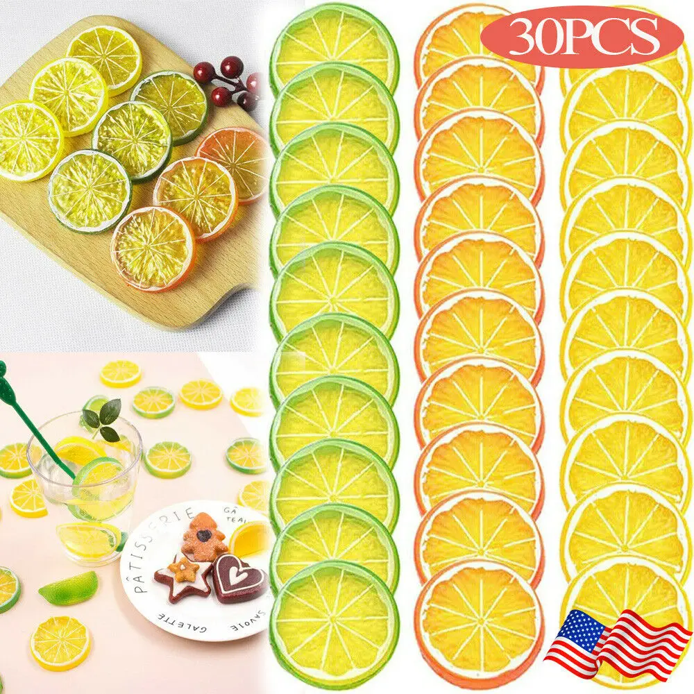 30Pcs Fake Lemon Slices Artificial Fruit Model Lime Lemon Orange Slices for Vase Fillers Wedding Photo Props Home Kitchen Decors
30Pcs Fake Lemon Slices Artificial Fruit Model Lime Lemon Orange Slices for Vase Fillers Wedding Photo Props Home Kitchen Decors