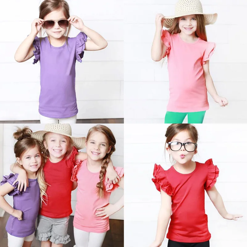 Summer New European American Kids T-Shirts Candy-Colored Children's Clothing Soft Cotton Ruffle Sleeve Casuall Girls Tops
Summer New European American Kids T-Shirts Candy-Colored Children's Clothing Soft Cotton Ruffle Sleeve Casuall Girls Tops