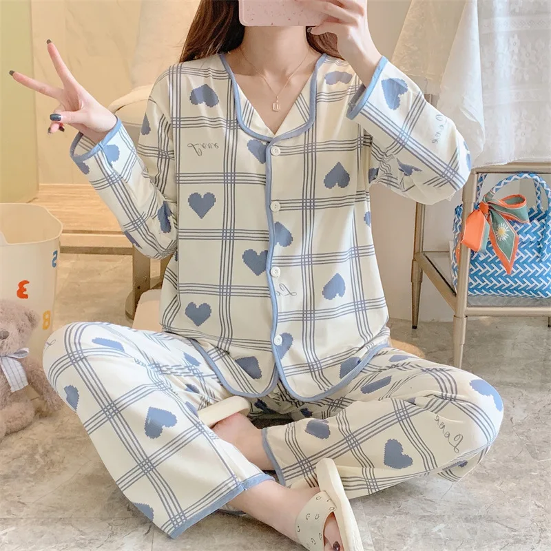 2022 Spring Summer Fashion Women's Casual Lovely Love Plaid Sleepwear Nightgow Cute Kawai Pajamas Set With Pants Print
2022 Spring Summer Fashion Women's Casual Lovely Love Plaid Sleepwear Nightgow Cute Kawai Pajamas Set With Pants Print
