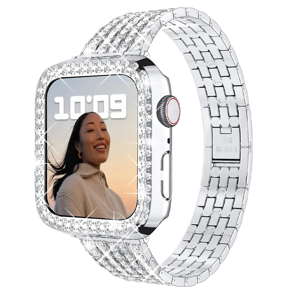 Чехол и ремешок для Apple watch band 40 мм 41 мм 38 мм 45 мм 44 мм 42 мм 38 мм, металлический бриллиантовый браслет для iWatch Series 3 4 5 6 se 7
Чехол и ремешок для Apple watch band 40 мм 41 мм 38 мм 45 мм 44 мм 42 мм 38 мм, металлический бриллиантовый браслет для iWatch Series 3 4 5 6 se 7