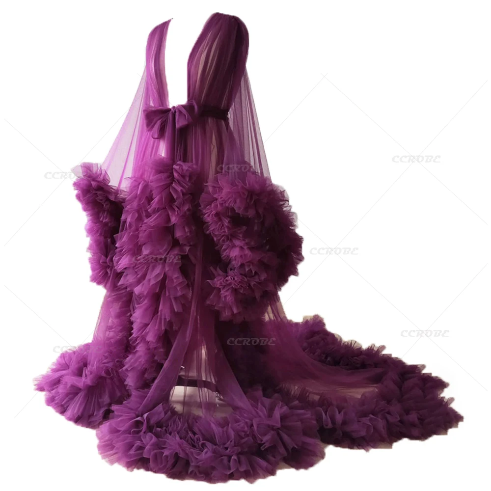 Purple Maternity Dress Photo Shoot Wedding Bridal Robe Ruffle Tulle Perspective Sheer Long Sleepwear Pregnant Dressing Gown
Purple Maternity Dress Photo Shoot Wedding Bridal Robe Ruffle Tulle Perspective Sheer Long Sleepwear Pregnant Dressing Gown