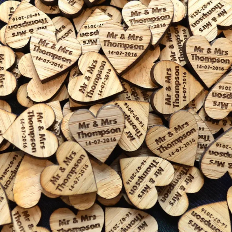 Custom Heart Shaped Wooden Wedding Table Confetti Wine Charm Personalised Wood Engraved Name Mr and Mrs Decoration Favors 20mm
Custom Heart Shaped Wooden Wedding Table Confetti Wine Charm Personalised Wood Engraved Name Mr and Mrs Decoration Favors 20mm