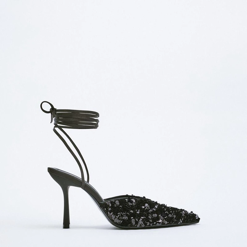 2022 Spring And Autumn Women's High Heels Sequins Embellished Pointed Toe Sandals Ankle Straps Shallow Sandals Thin Heels
2022 Spring And Autumn Women's High Heels Sequins Embellished Pointed Toe Sandals Ankle Straps Shallow Sandals Thin Heels