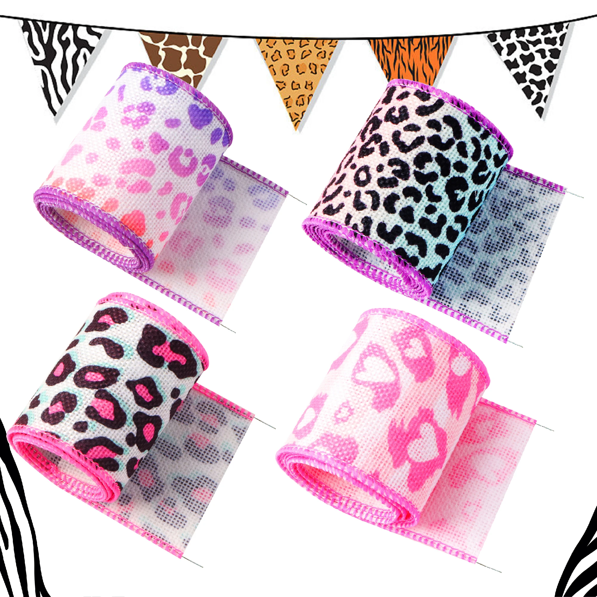 5 Yards 4 Rolls 63mm Leopard Theme Wired Edged Ribbon Sunflower Printed Linen Ribbon DIY Wreath Bows Sewing Crafts,1Yc24234
5 Yards 4 Rolls 63mm Leopard Theme Wired Edged Ribbon Sunflower Printed Linen Ribbon DIY Wreath Bows Sewing Crafts,1Yc24234