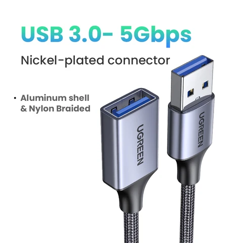 UGREEN USB Удлинительный Кабель USB 3,0 кабель для смарт-ноутбука ПК ТВ Xbox One SSD USB 3,0 2,0 УДЛИНИТЕЛЬ шнур Мини Быстрый скоростной кабель