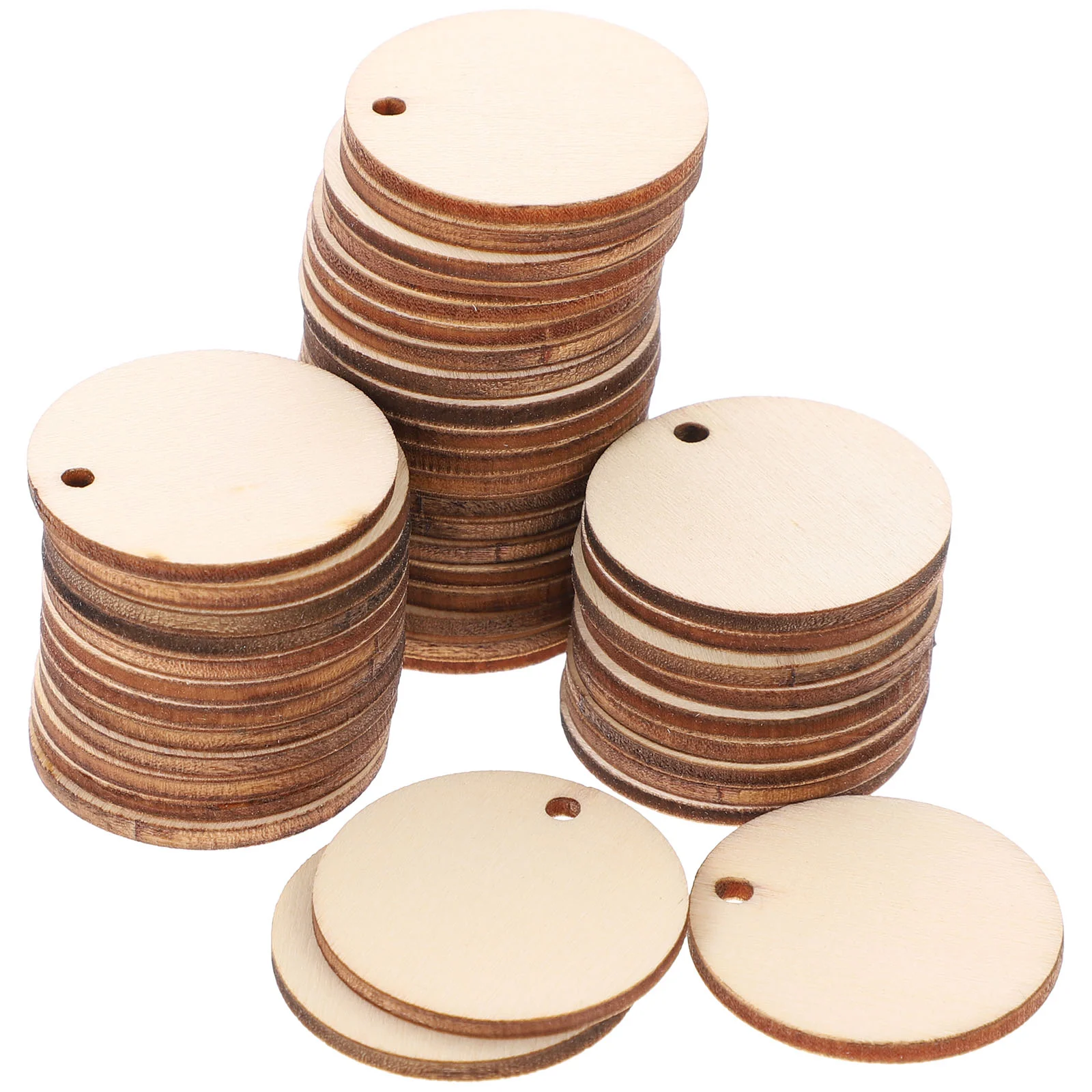 

Wood Wooden Slice Round Circles Crafts Unfinished Diy Piece Craft Tags Blank Ornaments Discs Holes Hole Slices Log Blanks