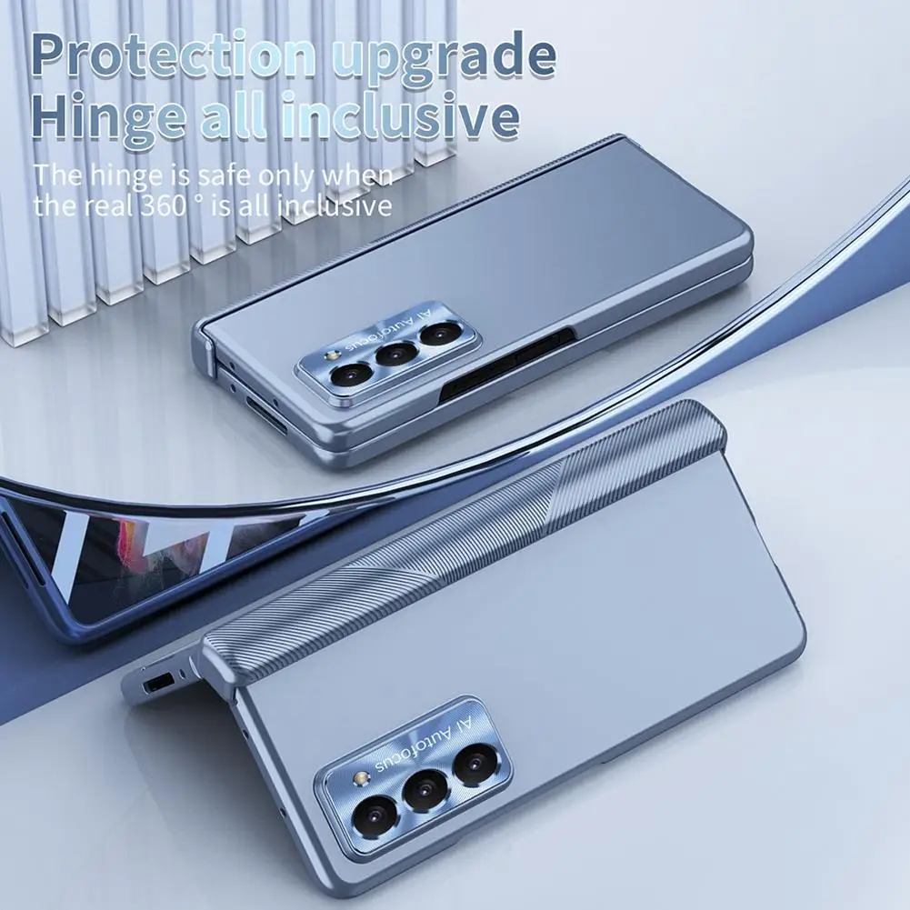 

For Samsung Zfold 5 Case Transparente With S Pen Tempered Folding Film Hinge Protection Full Solid Color Magnetic Protective
