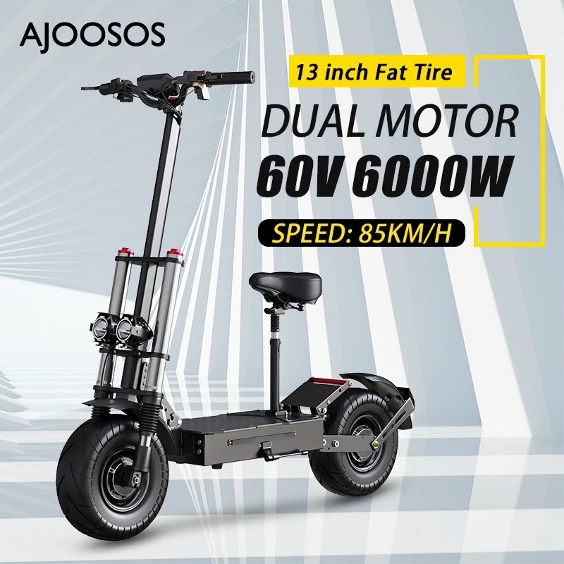 

13inch Big Wheel 60V 6000W E Scooter with Dual Motor 100km Range 85km/h Speed Powerful Folding Adult Electric Scooters with Seat