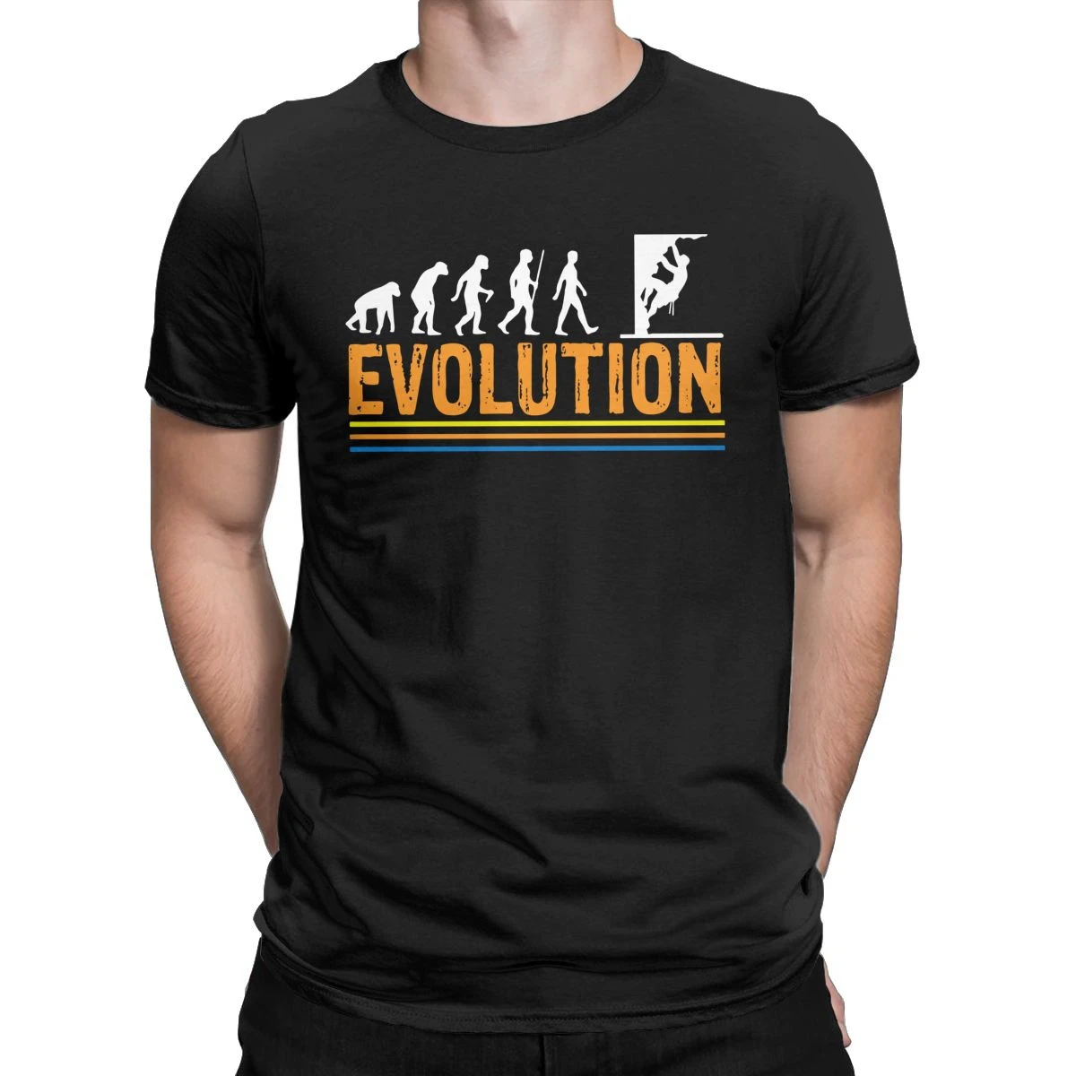 

Humor Evolution Of Rock Climbing T-Shirts for Men Round Neck Pure Cotton T Shirts Climber Climb Short Sleeve Tees Gift Idea Tops