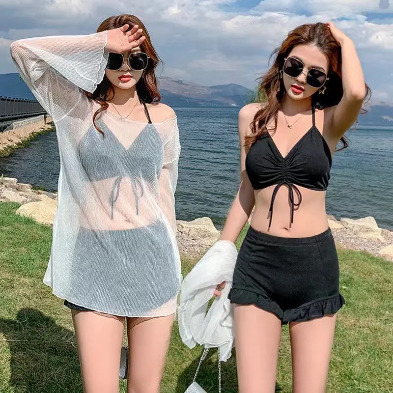 3 Pieces Bikini Sets Womens Sexy Swimwear Shirring Solid Lace-up High Waist Ruffles Pop Style Beach Cozy Trendy Simple Female
3 Pieces Bikini Sets Womens Sexy Swimwear Shirring Solid Lace-up High Waist Ruffles Pop Style Beach Cozy Trendy Simple Female