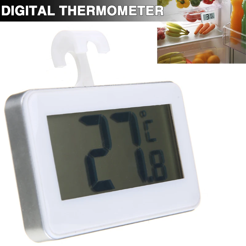 

Home Kitchen Temperature Mini Digital Refrigerator Thermometer Freezer Room Thermometers With Hook Measuring Tools White