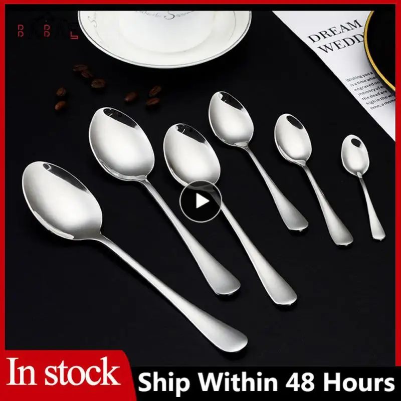 

1~10PCS Dinner Spoon Set Portable Silverware Stainless Steel Dessert Stirring Soup Coffee Spoons Kitchen Stirring Scoop