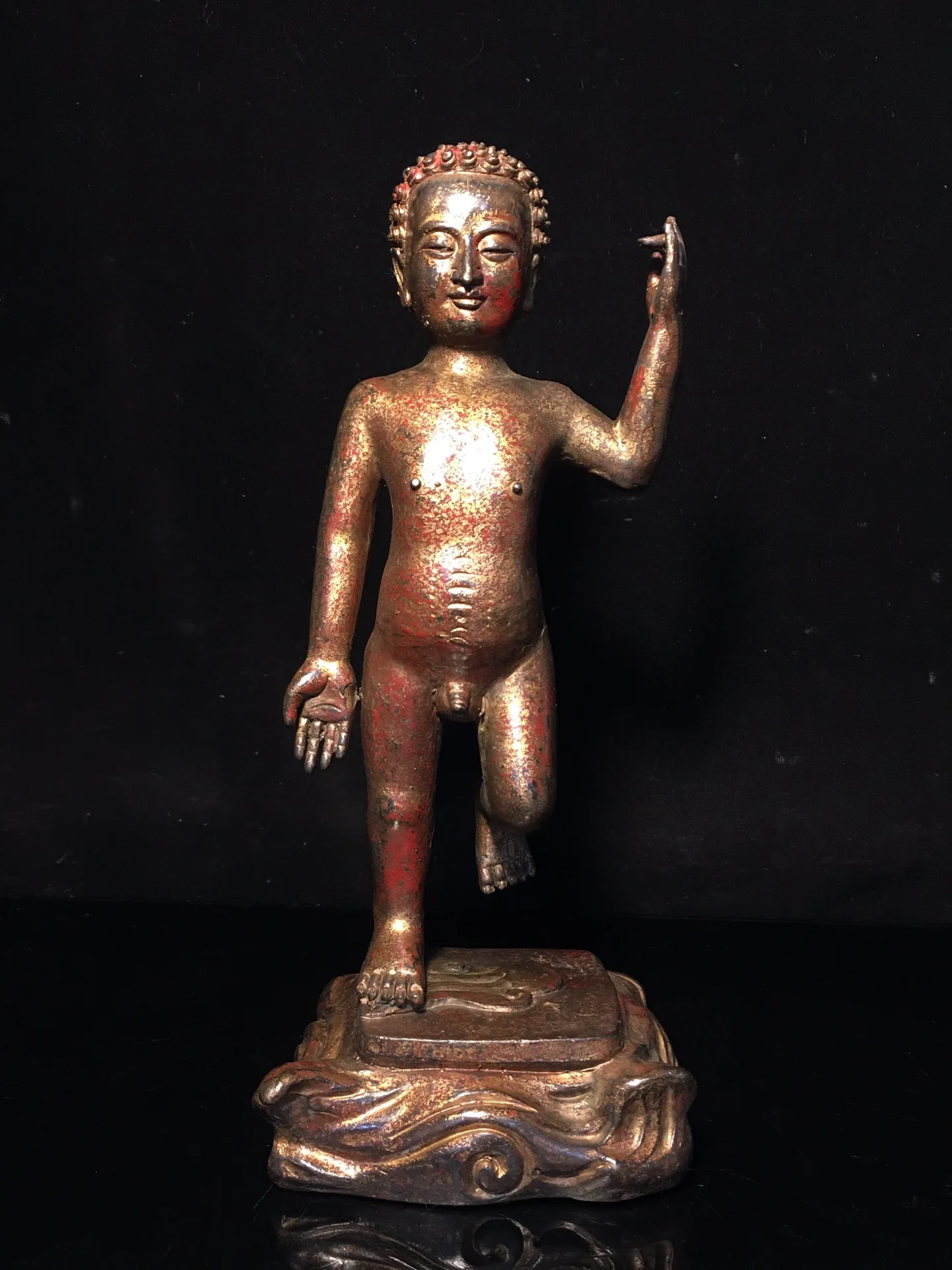10"Tibetan Temple Old Bronze Cinnabars Prince Buddha Bathing Buddha with one hand I am the only one Enshrine the Buddha
10"Tibetan Temple Old Bronze Cinnabars Prince Buddha Bathing Buddha with one hand I am the only one Enshrine the Buddha