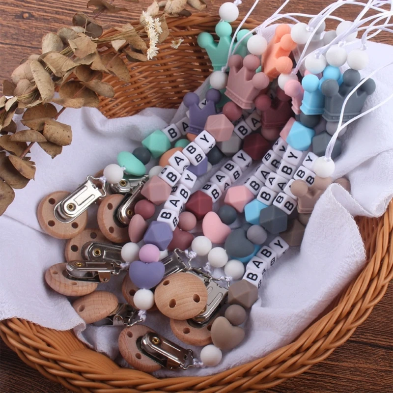 Cute Crown Pacifier Clip for Girl Babies Wooden Silicone Beads with Clip Chain Teething Toy Baby Newborn Shower Gift
Cute Crown Pacifier Clip for Girl Babies Wooden Silicone Beads with Clip Chain Teething Toy Baby Newborn Shower Gift