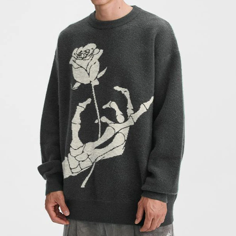 Winter men's jacquard skull rose sweater knit sweater pullover long sleeve warm top clothes retro high street Y2k trend Harajuku
Winter men's jacquard skull rose sweater knit sweater pullover long sleeve warm top clothes retro high street Y2k trend Harajuku