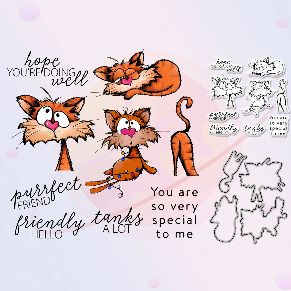 Cute Funny Cats DIY Metal Cutting Dies Clear Stamp Scrapbooking Cutting Dies Silicone Stamps Embossed Card Album Stencil Decor
Cute Funny Cats DIY Metal Cutting Dies Clear Stamp Scrapbooking Cutting Dies Silicone Stamps Embossed Card Album Stencil Decor