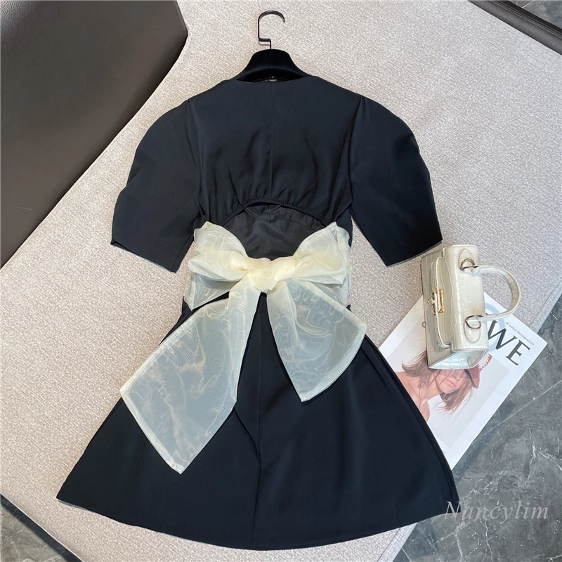 2022 Summer Dresses Femme New Sexy Socialite Midriff Outfit Mesh Lace Bow Slim Fit Short Puff Sleeve Female Clothes
2022 Summer Dresses Femme New Sexy Socialite Midriff Outfit Mesh Lace Bow Slim Fit Short Puff Sleeve Female Clothes