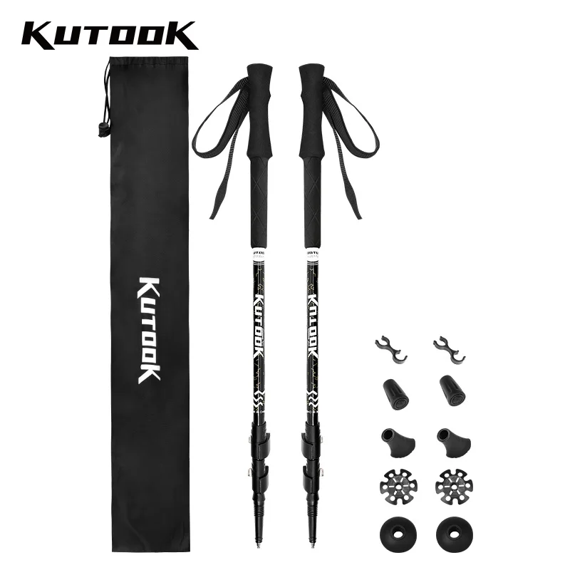 

KUTOOK Trekking Poles 2PCS 3 Section Alpenstock Nordic Walking Sticks Retractable Pole Telescopic Crutch Hiking Camping Bastones