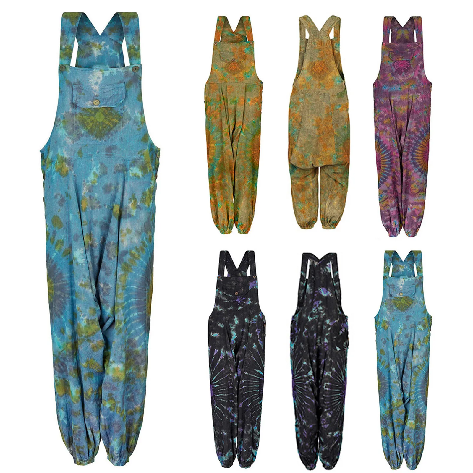 Women Sleeveless Overalls Jumpsuit Summer Wide Leg Bib Pants Ethnic Backless Harem Jumpsuit Romper With Pockets Boho Overalls
Women Sleeveless Overalls Jumpsuit Summer Wide Leg Bib Pants Ethnic Backless Harem Jumpsuit Romper With Pockets Boho Overalls