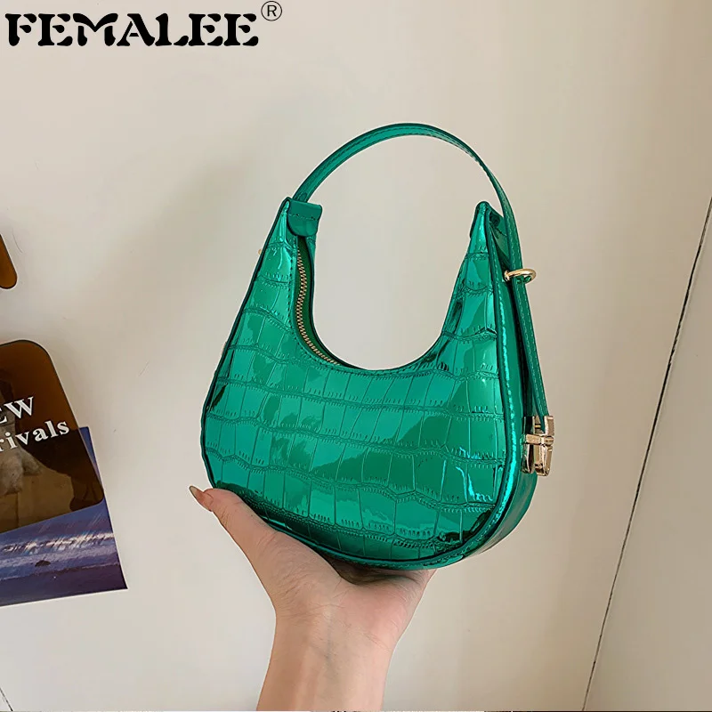 Small Hobos Women Shoulder Bags Patent Leather Underarm Handbags Luxury Crescent Clutches Designed Crocodile Purse for Female
Small Hobos Women Shoulder Bags Patent Leather Underarm Handbags Luxury Crescent Clutches Designed Crocodile Purse for Female