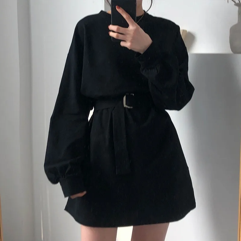 T-shirt Skirt Female Waist Is Thin Spring and Autumn Solid Color Long-sleeved Dress Female Korean Dress Female Assembly Belt
T-shirt Skirt Female Waist Is Thin Spring and Autumn Solid Color Long-sleeved Dress Female Korean Dress Female Assembly Belt