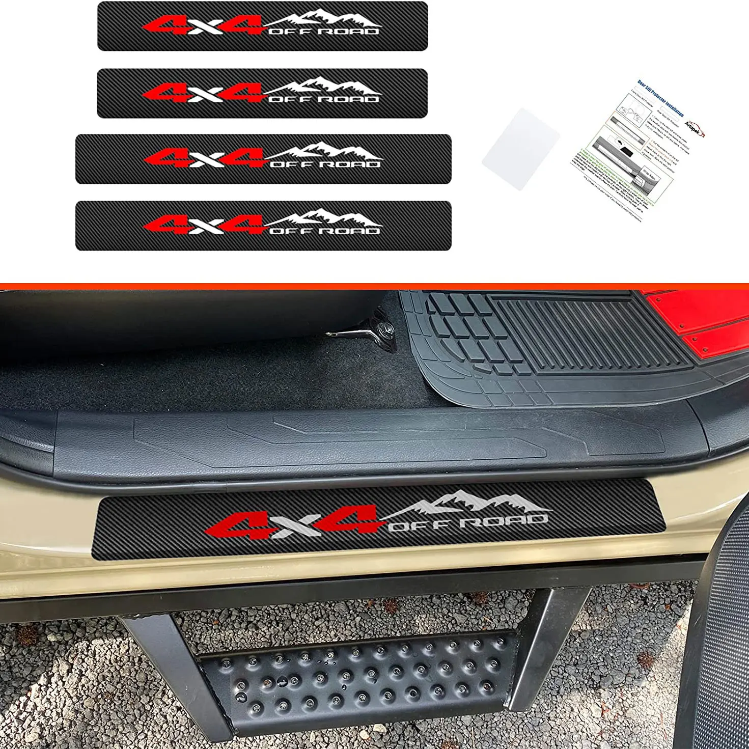 

Door Entry Guard Sill Protector Compatible with 2016-2022 Tacoma Double Cab Accessories Threshold Protection 4x4 Off Road Decal