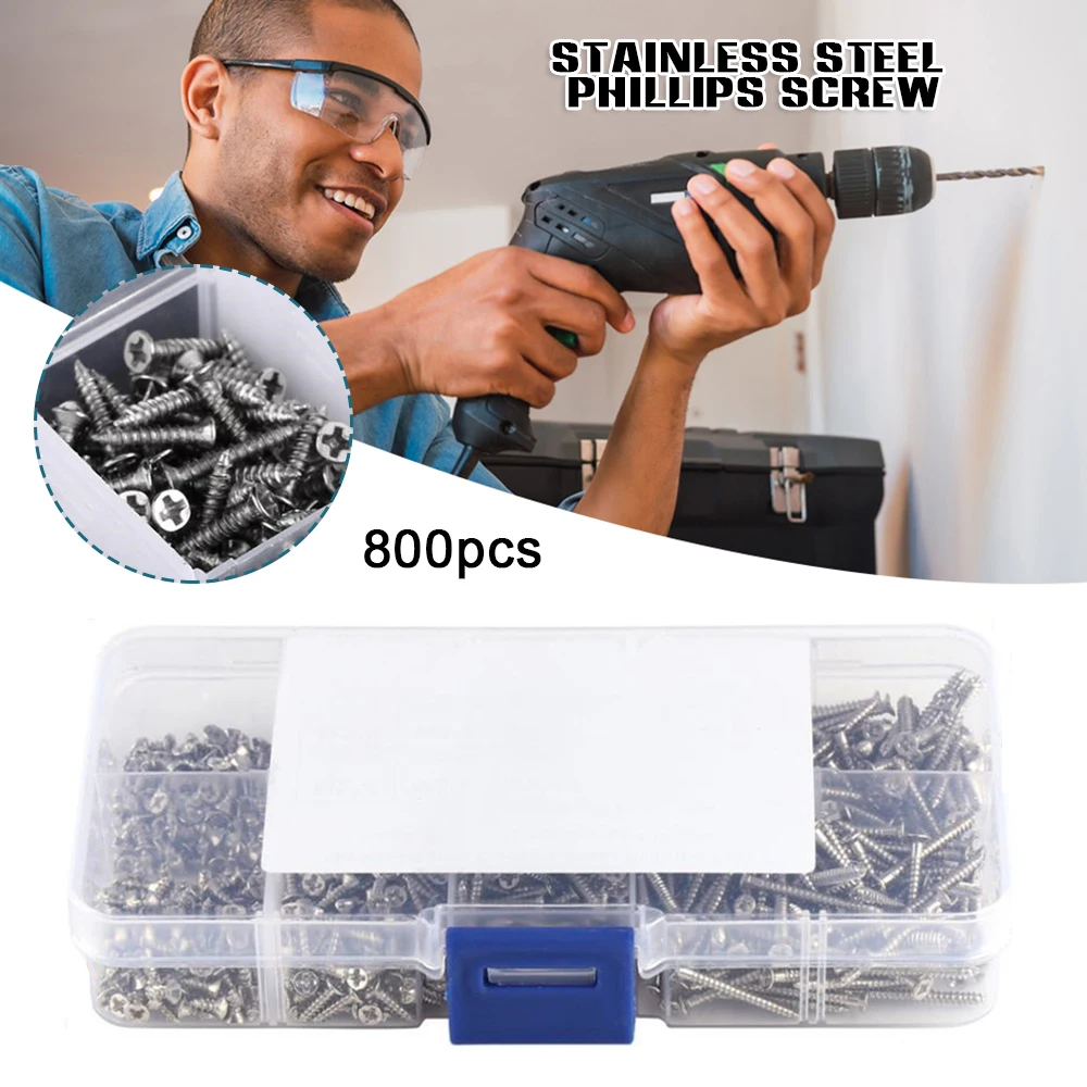 800Pcs M2 Screw Set Self Tap Screw Stainless Steel Cross Countersunk Head Wall Anchors and Screws for Drywall B88
800Pcs M2 Screw Set Self Tap Screw Stainless Steel Cross Countersunk Head Wall Anchors and Screws for Drywall B88