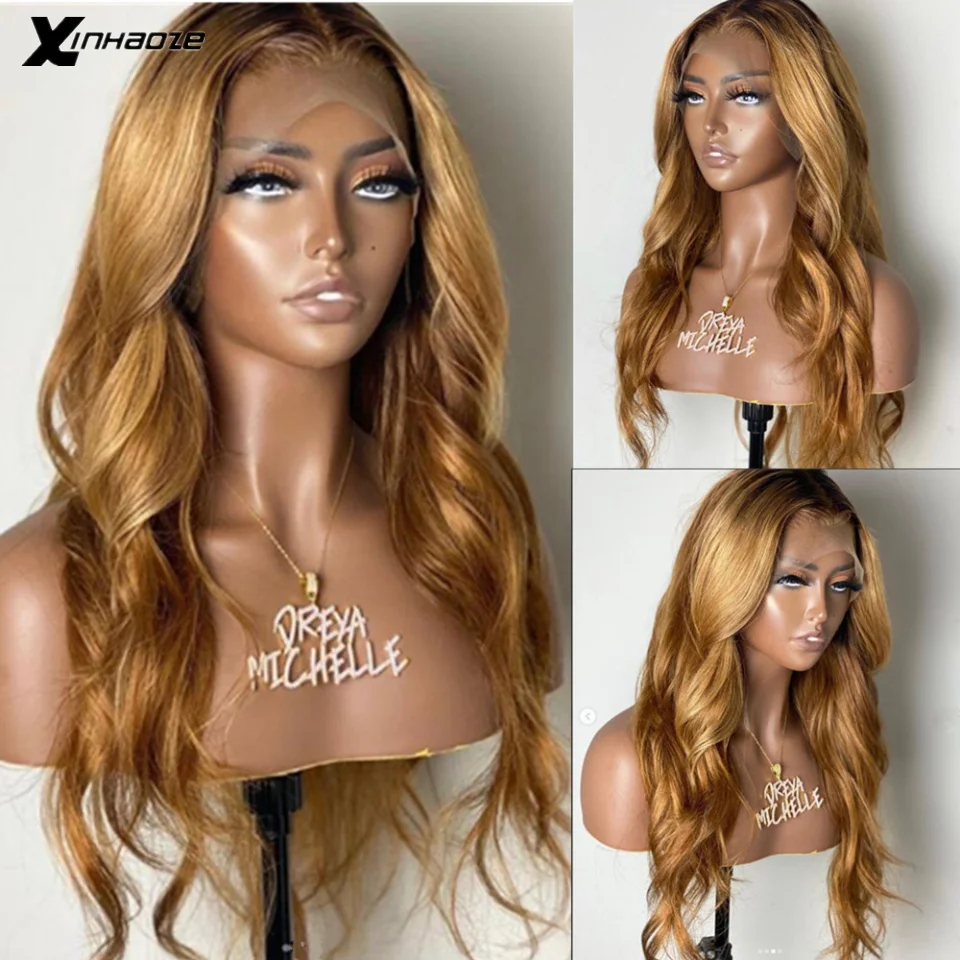 

Natural Wave Ombre Blonde 1b/27 13x4 Lace Front Remy Brazilian Human Hair Wig Preplucked Hairline 5x5 Silk Top Lace Closure Wigs