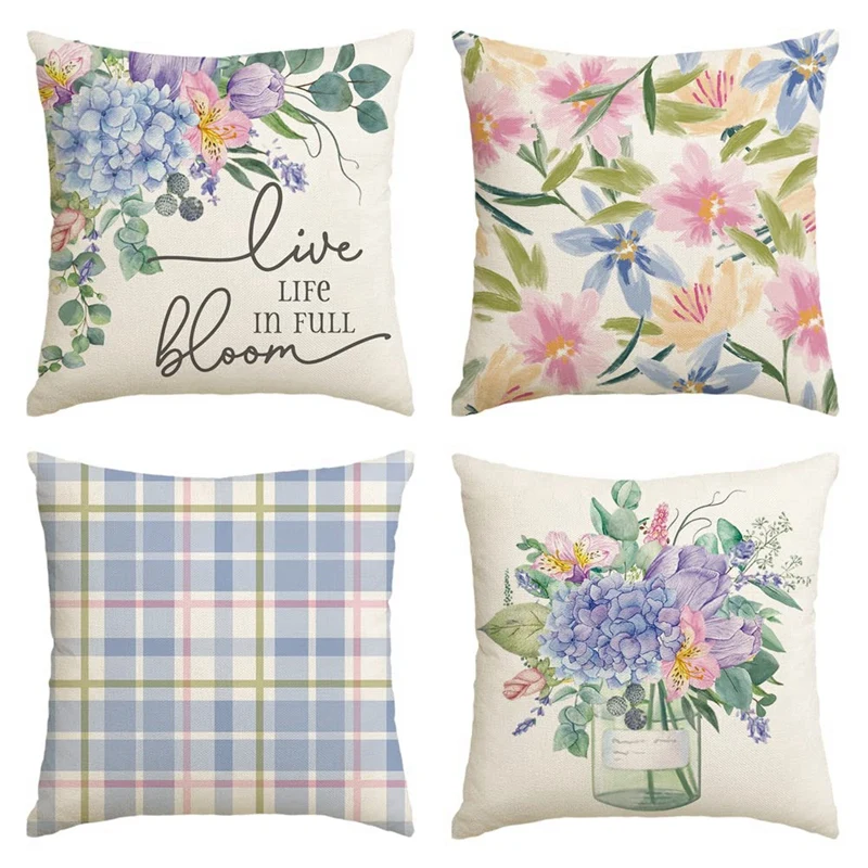 18X18 Set Of 4 Spring Pillow Covers Buffalo Plaid Farmhouse Throw Pillow Spring Decorations Cushion Case For Home Decor
18X18 Set Of 4 Spring Pillow Covers Buffalo Plaid Farmhouse Throw Pillow Spring Decorations Cushion Case For Home Decor