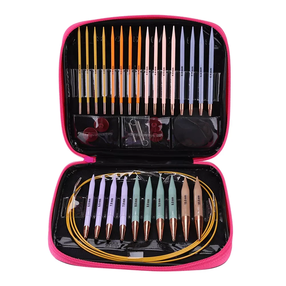 DIY Craft Sewing Kits Crochet Hook Circular Knitting Needles Set with Case 13 pairs of Detachable Rope Changing Loop Needles
DIY Craft Sewing Kits Crochet Hook Circular Knitting Needles Set with Case 13 pairs of Detachable Rope Changing Loop Needles