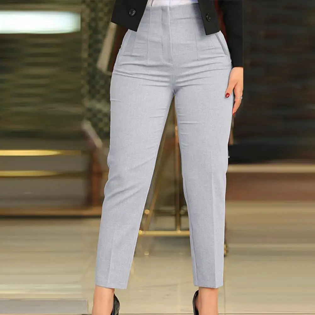 Women Trousers High Waist Women Office Pants Pleated Pockets Ninth-Length Lady Trousers Solid Color Straight Leg Suit Pants
Women Trousers High Waist Women Office Pants Pleated Pockets Ninth-Length Lady Trousers Solid Color Straight Leg Suit Pants