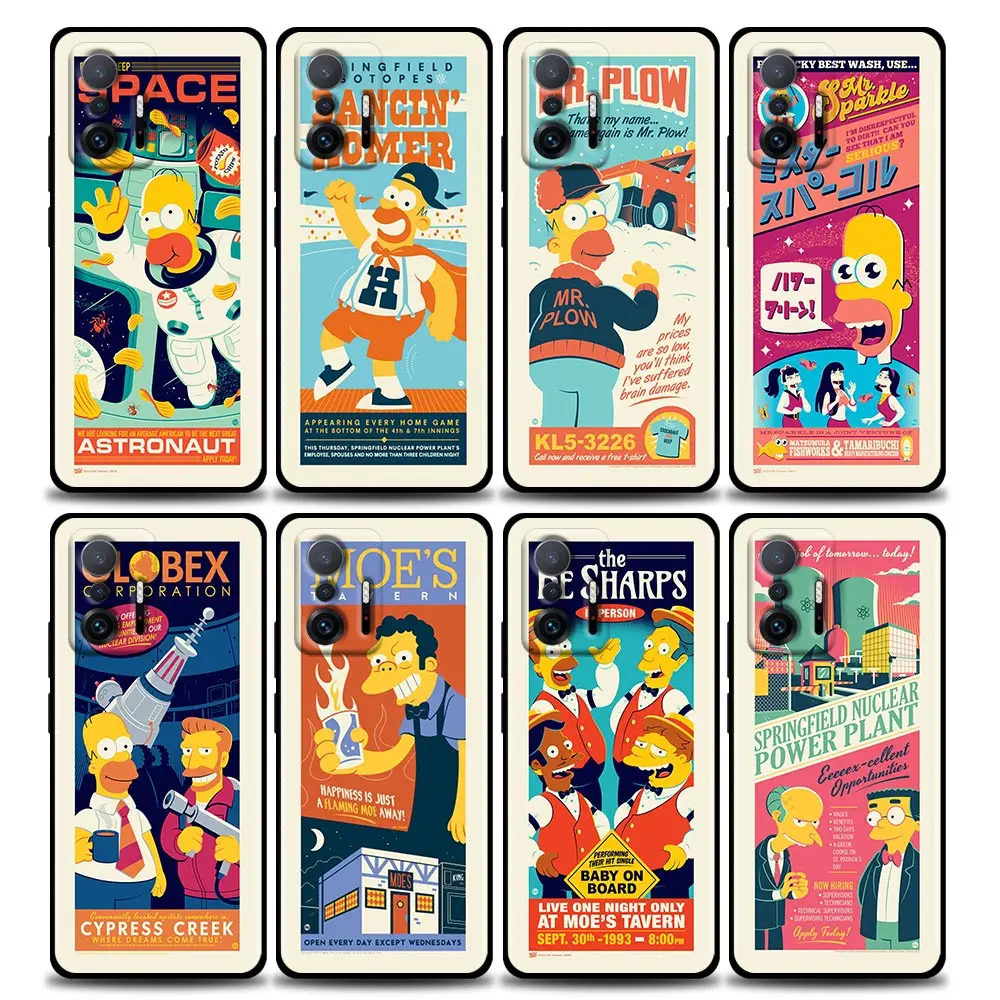 

Cute The Simpsons Anime Cartoon Phone Case For Xiaomi Mi 12 12X 11T X4 NFC M3 F3 GT M4 Pro Lite NE 5G Poco M3 M4 5G Cover Fundas